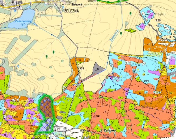 porostní lesnická mapa LHC Horšovský Týn s plochou ostrova obnovy přírody – dílec 234 E