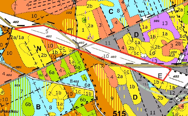 porostní mapa se zákresem hranic ostrova