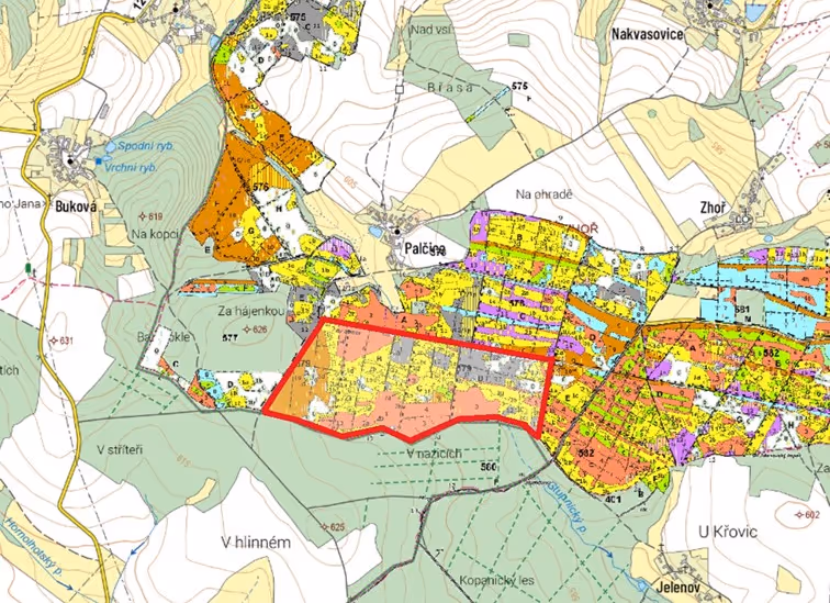 porostní mapa se zákresem hranic ostrova