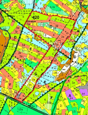 porostní lesnická mapa LHC Křivoklát se zákresem hranic ostrova