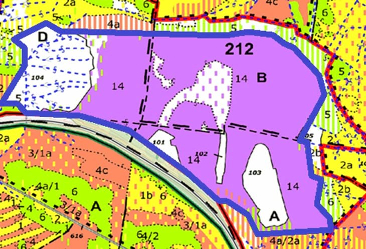 porostní lesnická mapa LHC Klášterec (LHP 2019-2028) se zákresem hranic ostrova