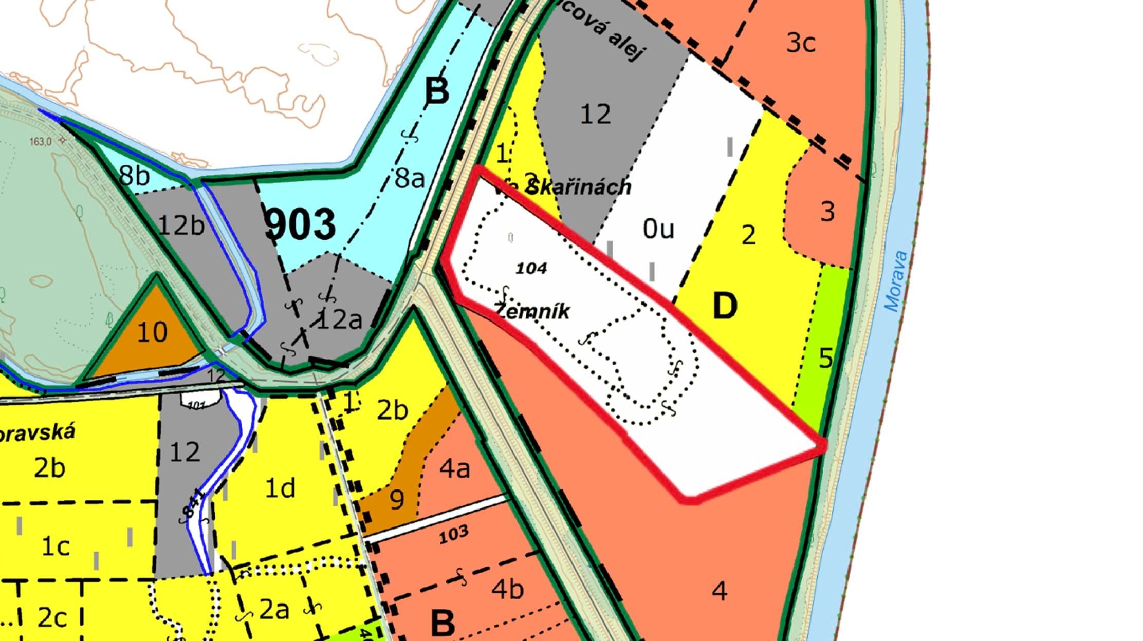 porostní lesnická mapa LHC Židlochovic se zákresem hranic ostrova