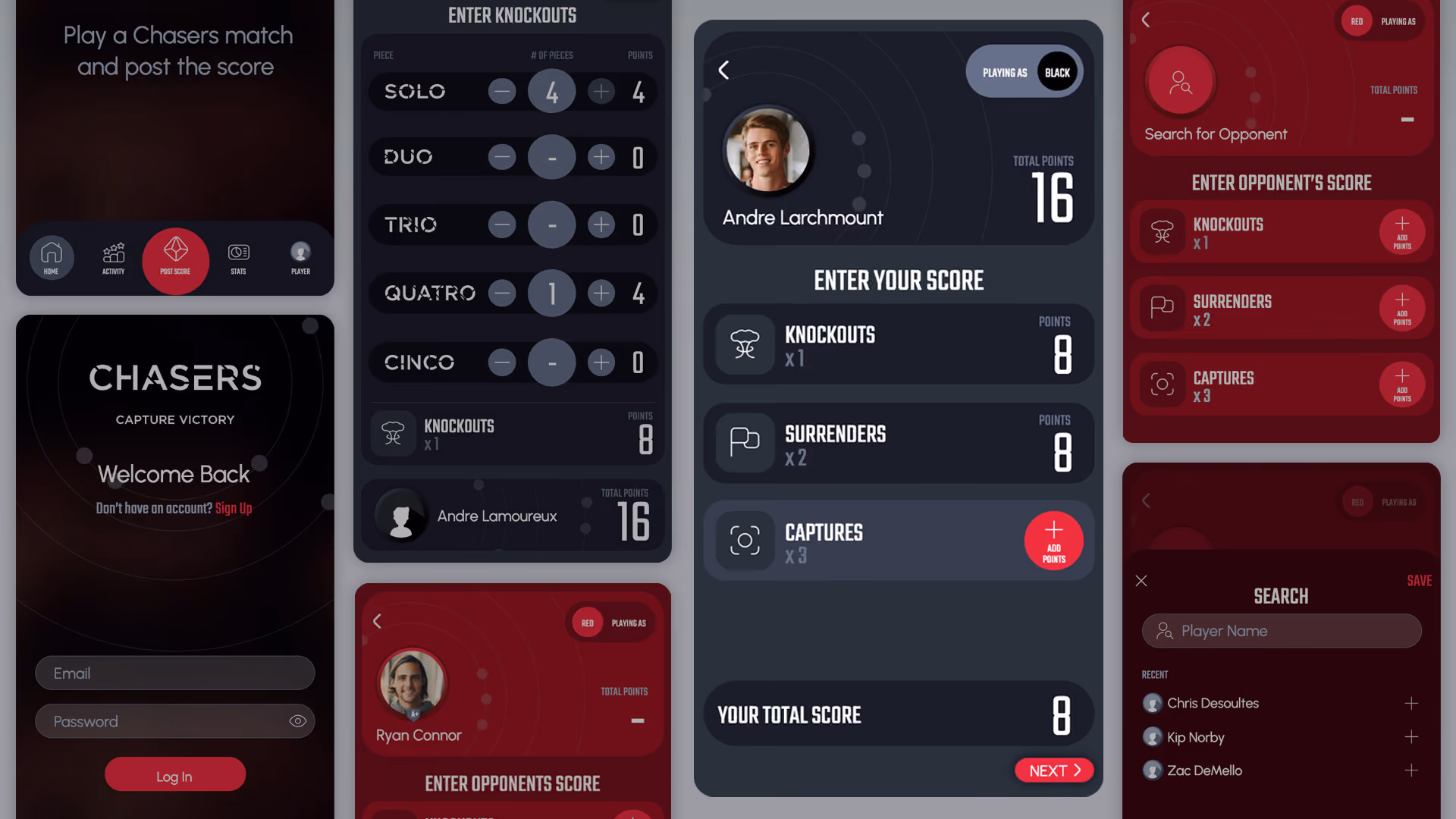 Bo Tsang DiMatteo Design: Chasers Companion App Screens