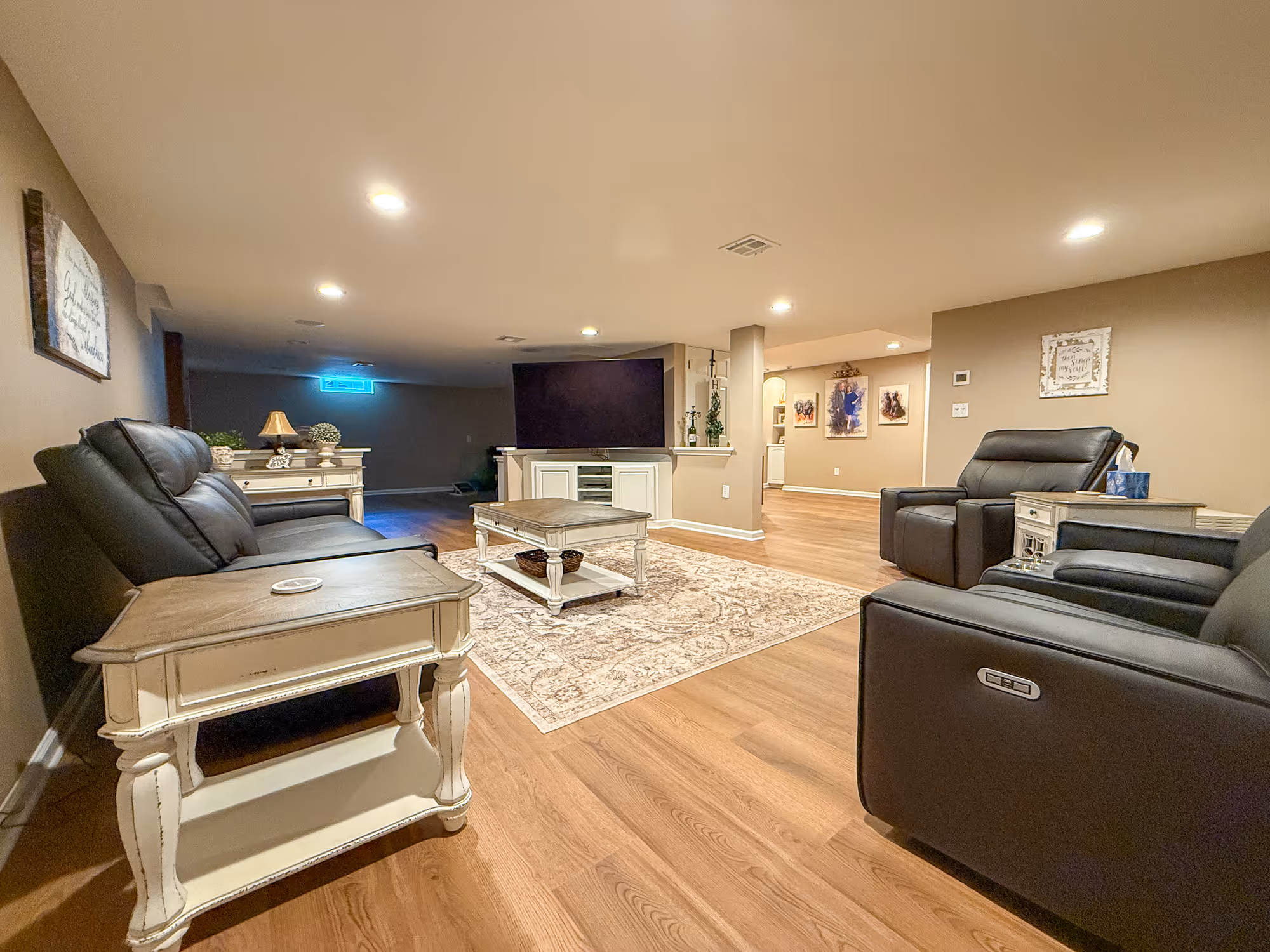 A photo of a room in the basement