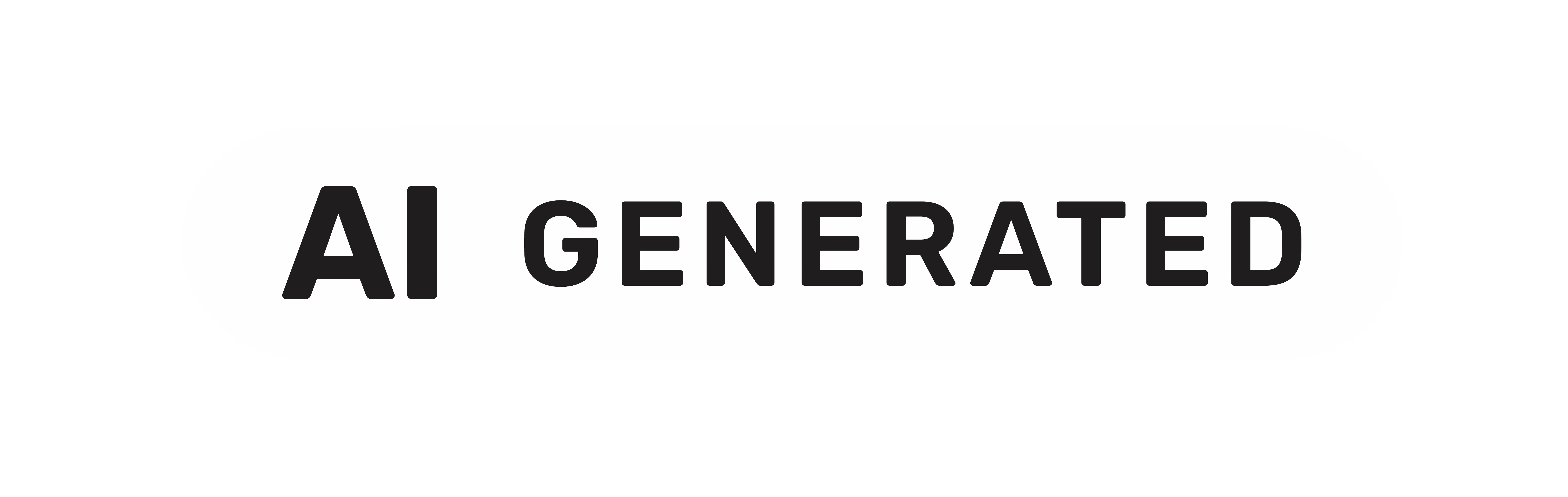 Aufkleber mit dem Text 'KI GENERIERT' auf weißem, abgerundetem Hintergrund.