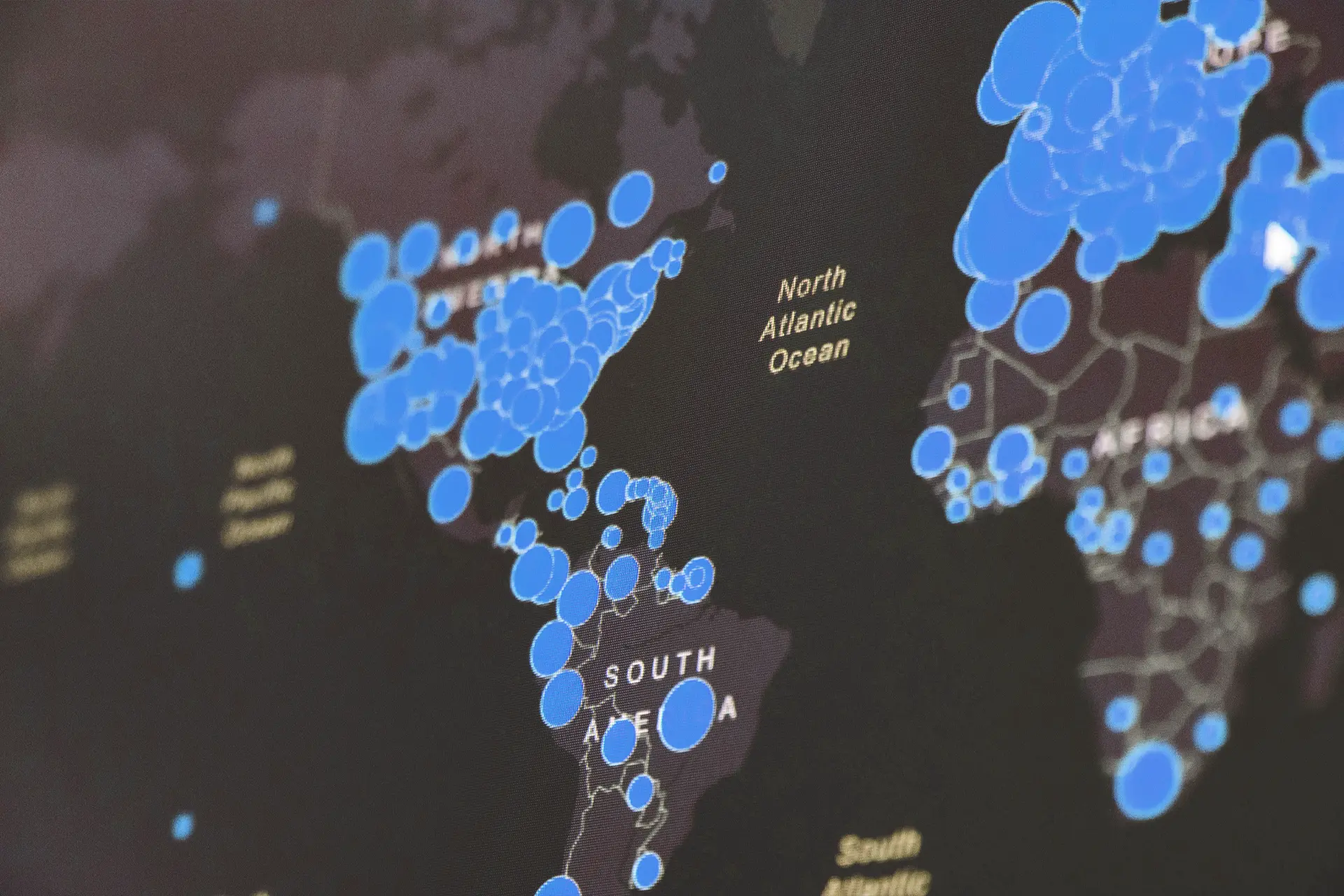 Global map with areas highlighted