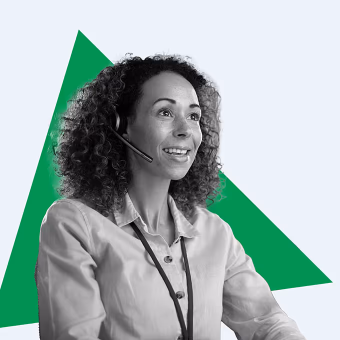 Be Well @ Work female call handler with green triangle