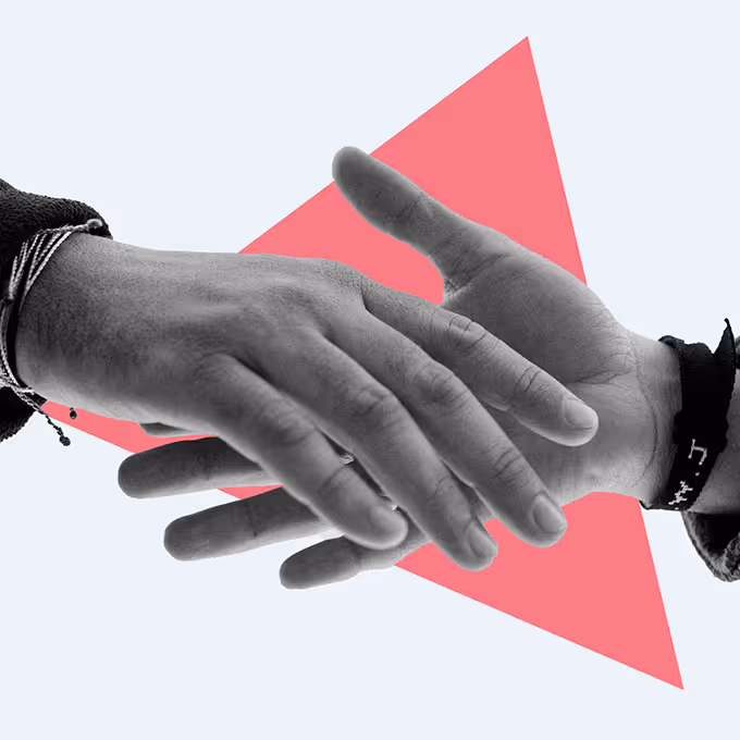 Be Well @ Work handshake with pink triangle