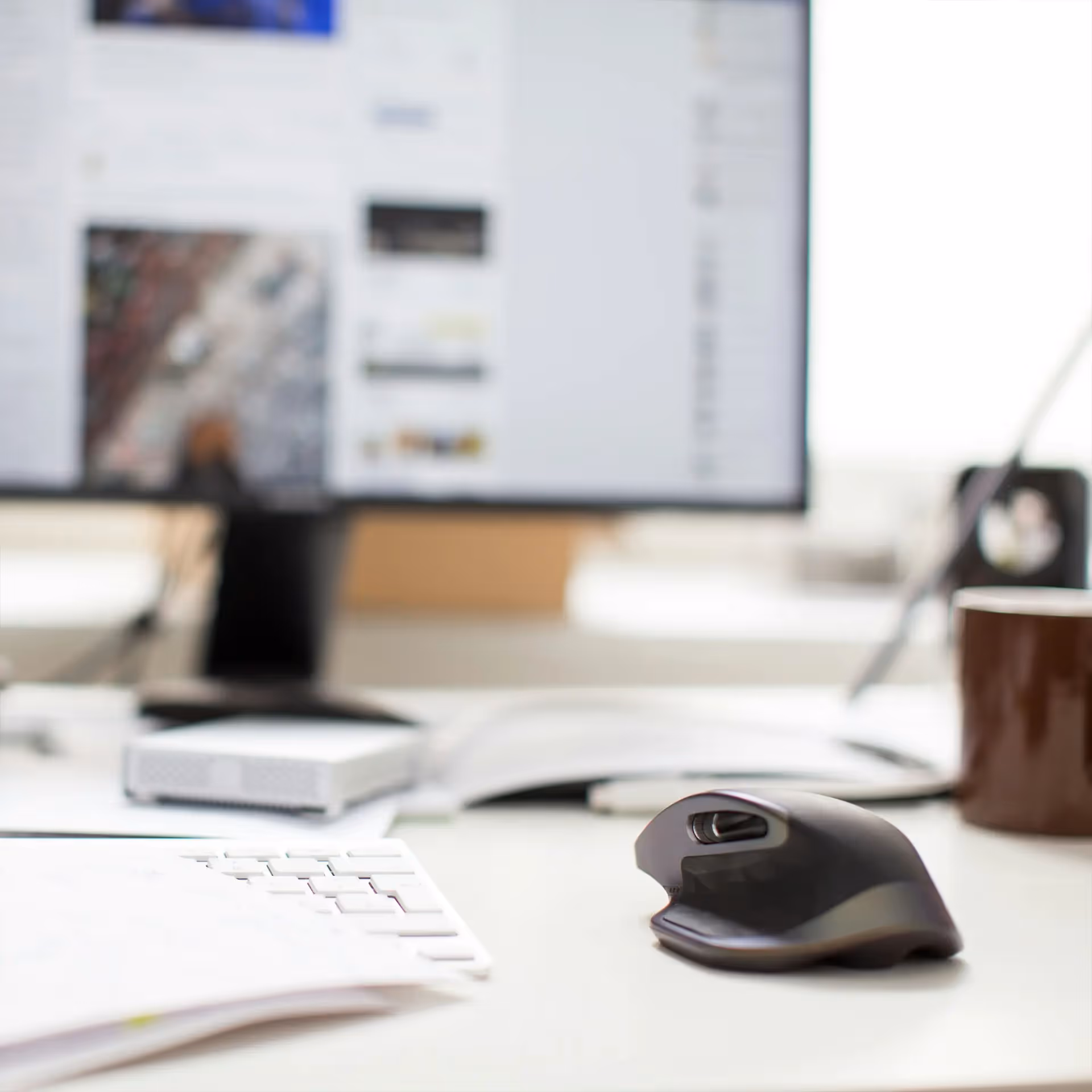 Work desk with screen and mouse