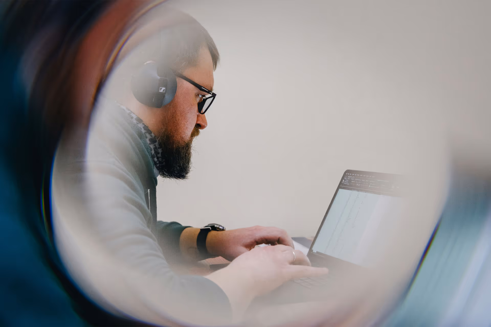 Employee working on laptop