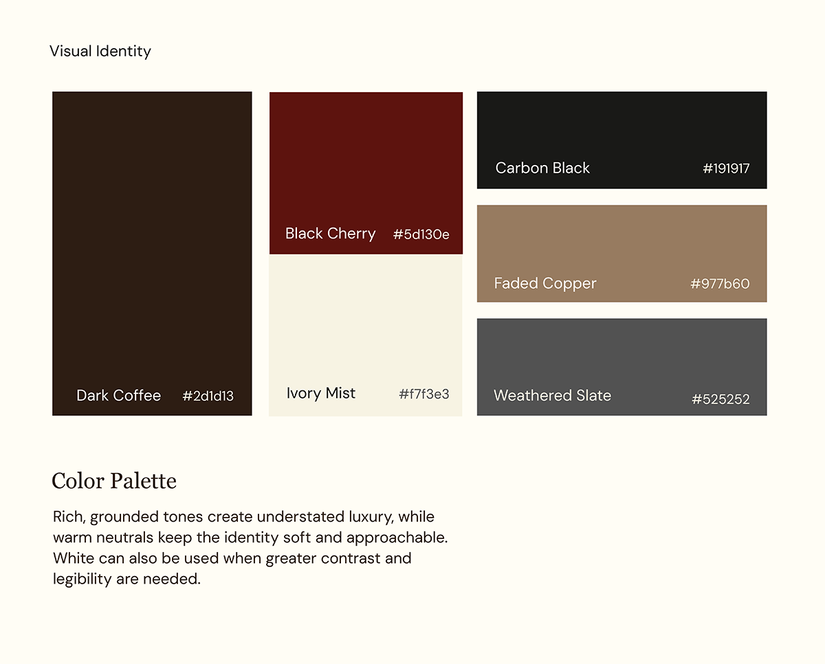 Color palette for Lisa Smith Beauty shown on off-white background.