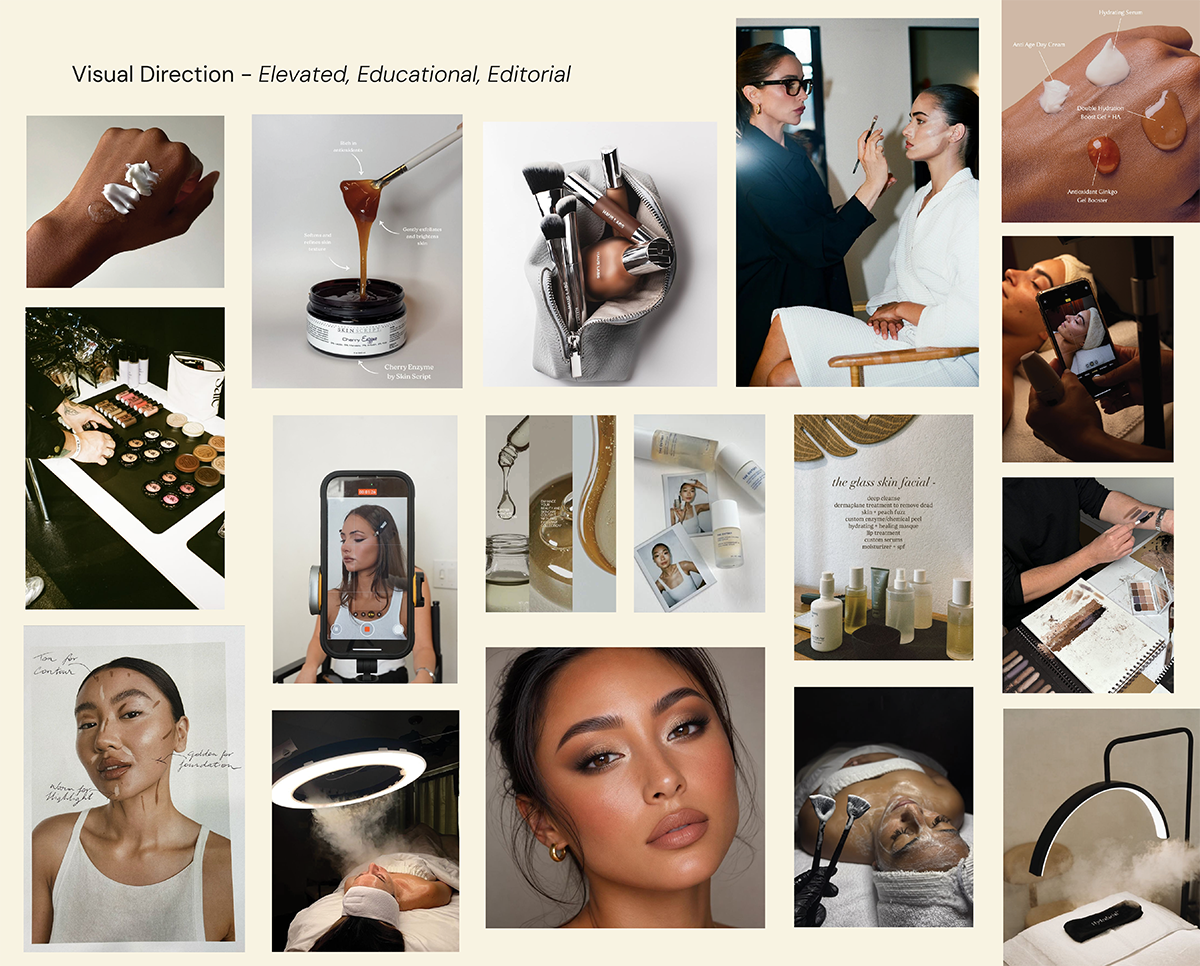 A visual moodboard for Lisa Smith Beauty shown on off-white background.