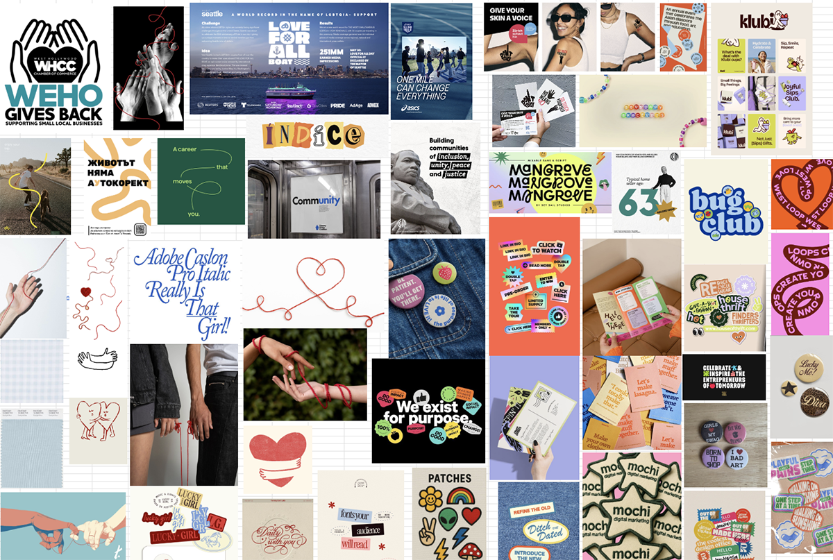 A visual moodboard for the branding Think-A-Thon.
