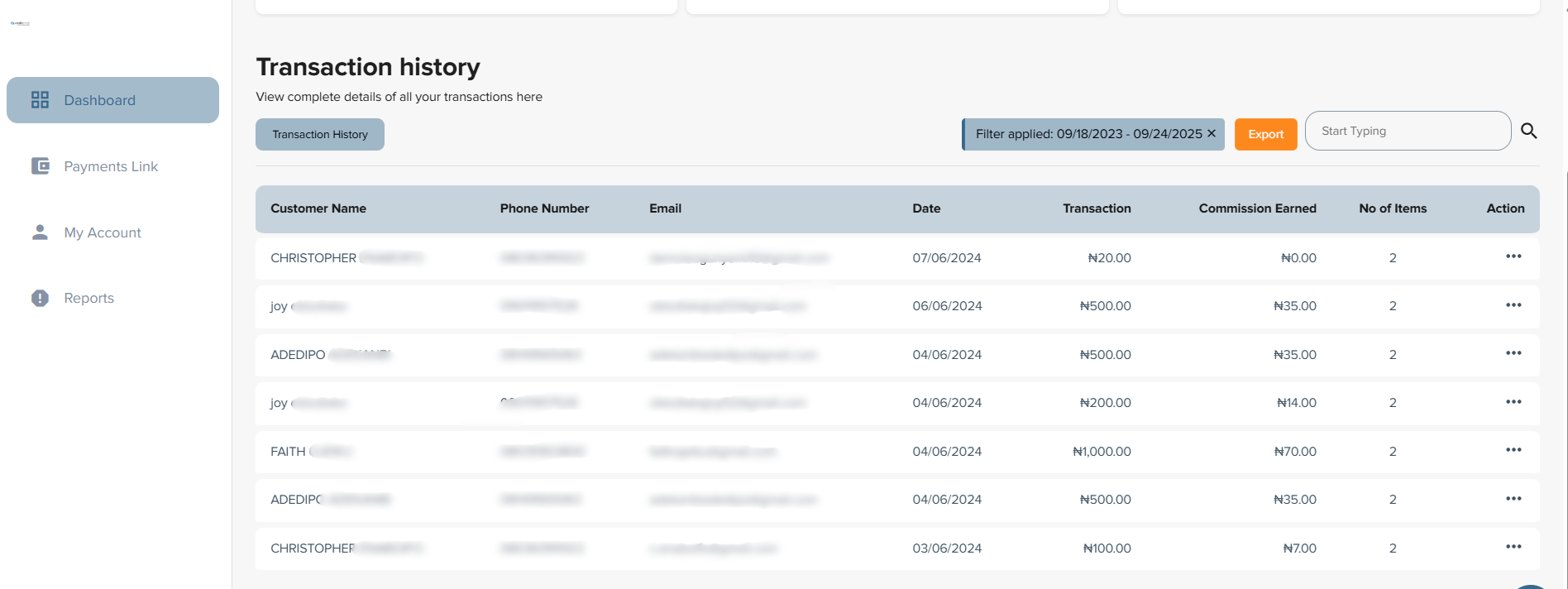 Transacton history on the Checkout Merchant Dashboard