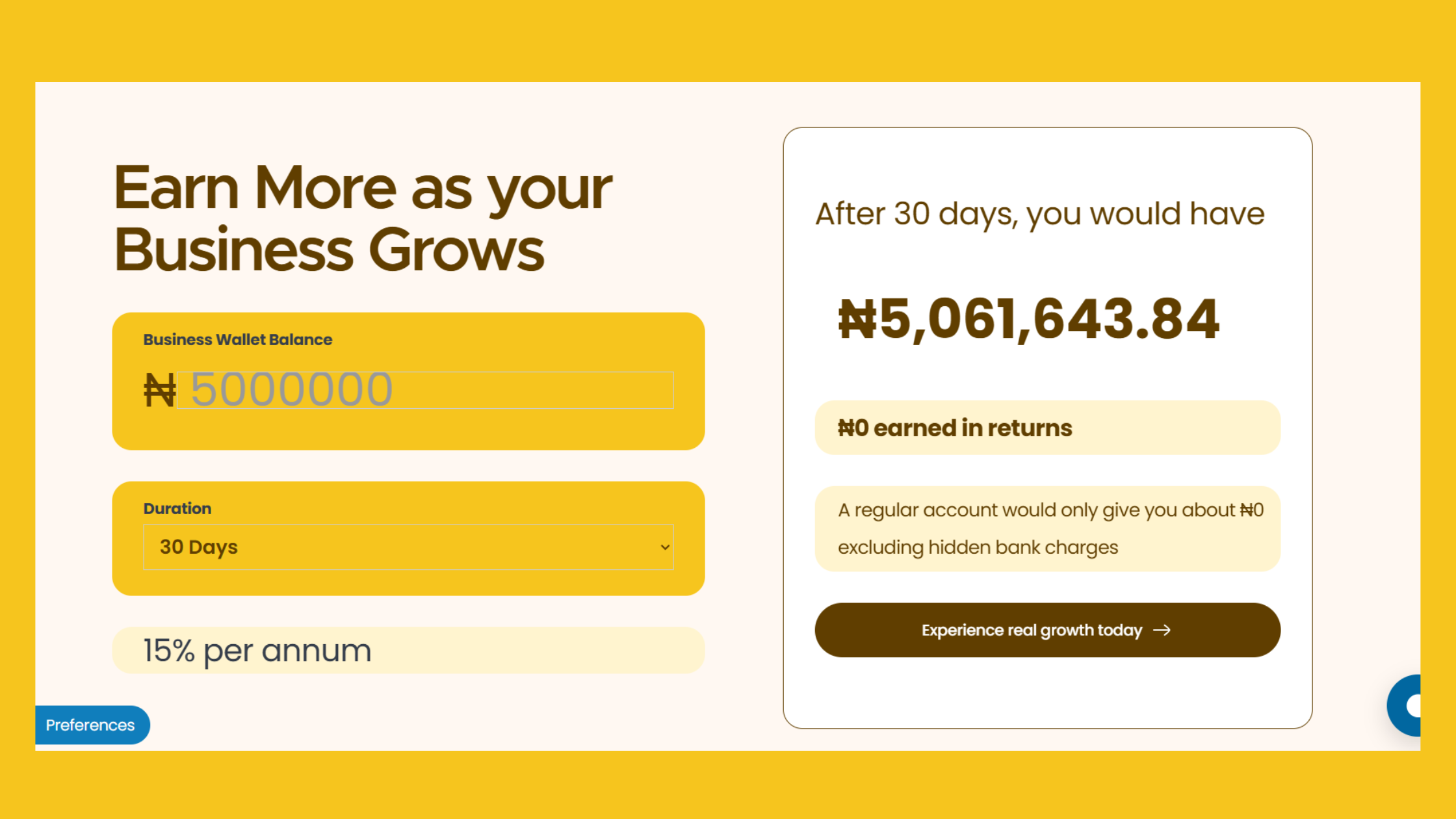 Credit Direct Business Returns Calculator