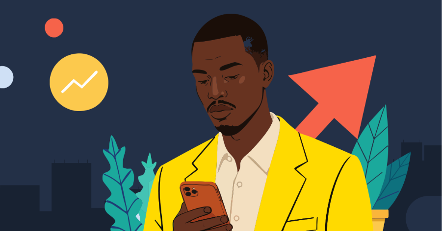 A man looking at his phone in anger