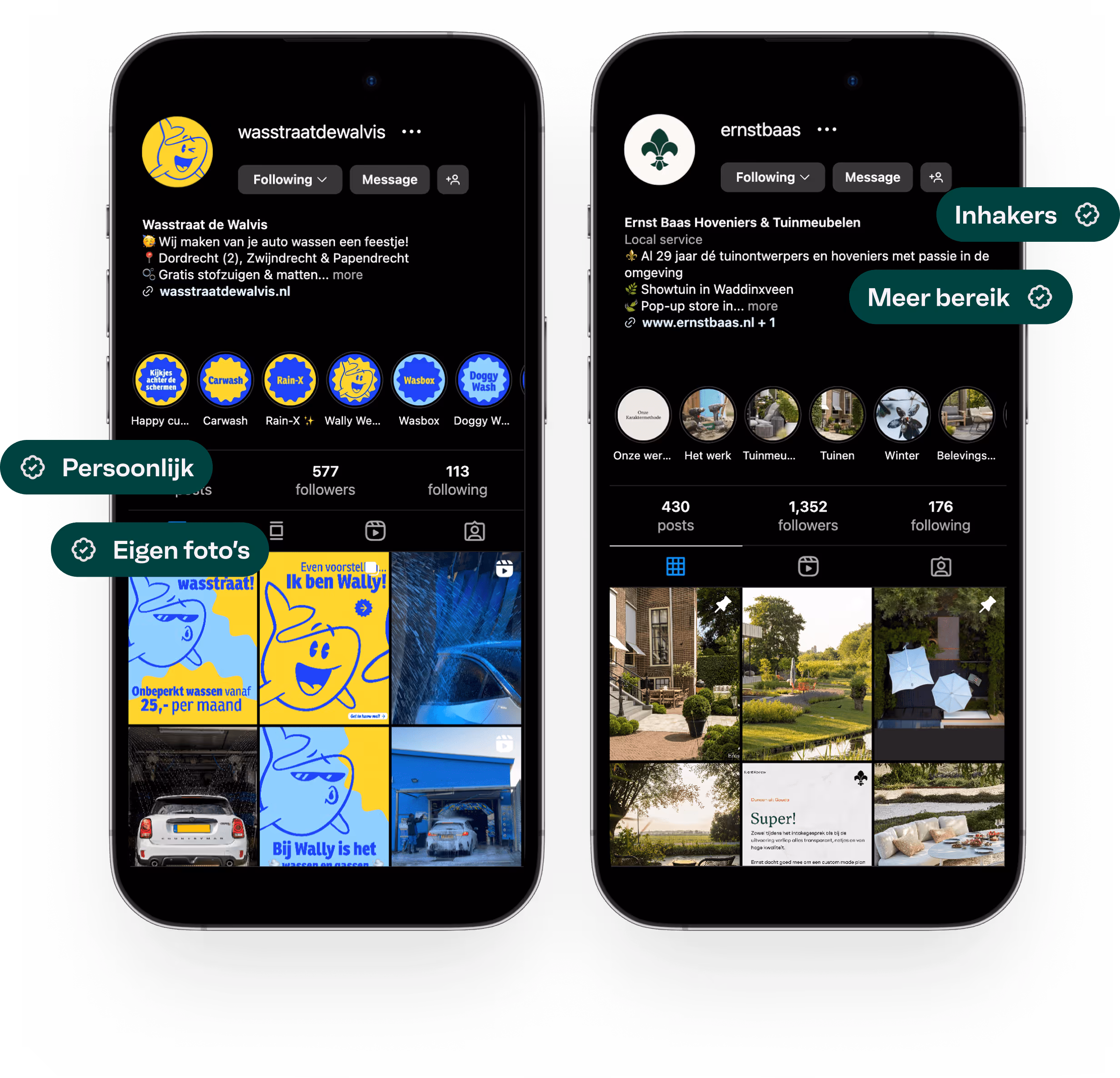 Pulse online marketing bureau Sliedrecht toont Instagram-profiels van lokale bedrijven