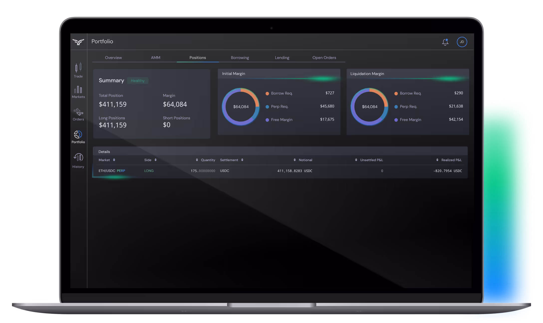 Image of a laptop computer with a Bullish portfolio screen.
