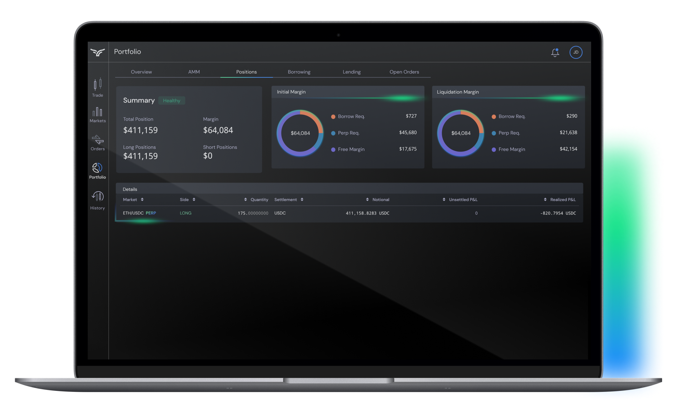 Image of a laptop computer with a Bullish portfolio screen.