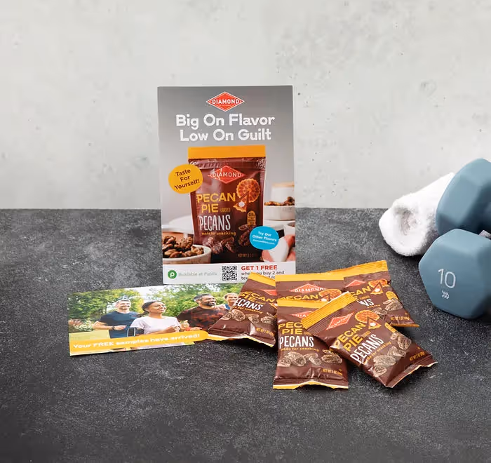 packages of diamond pecans at a gym