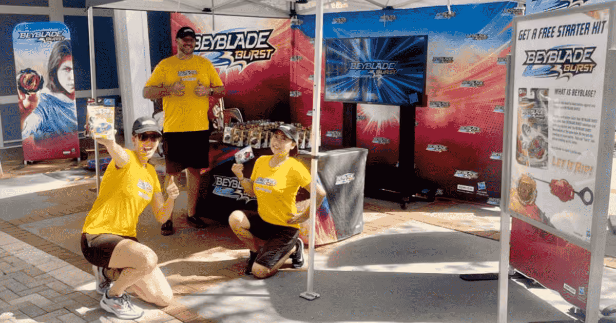 people posing for beyblade burst