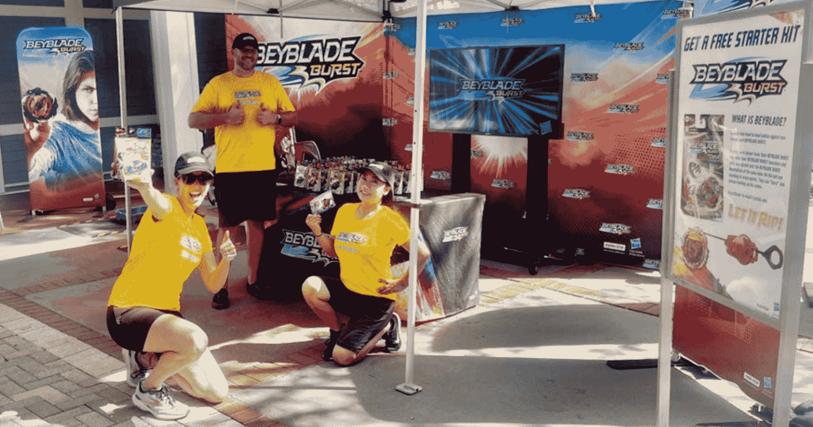 people posing for beyblade burst