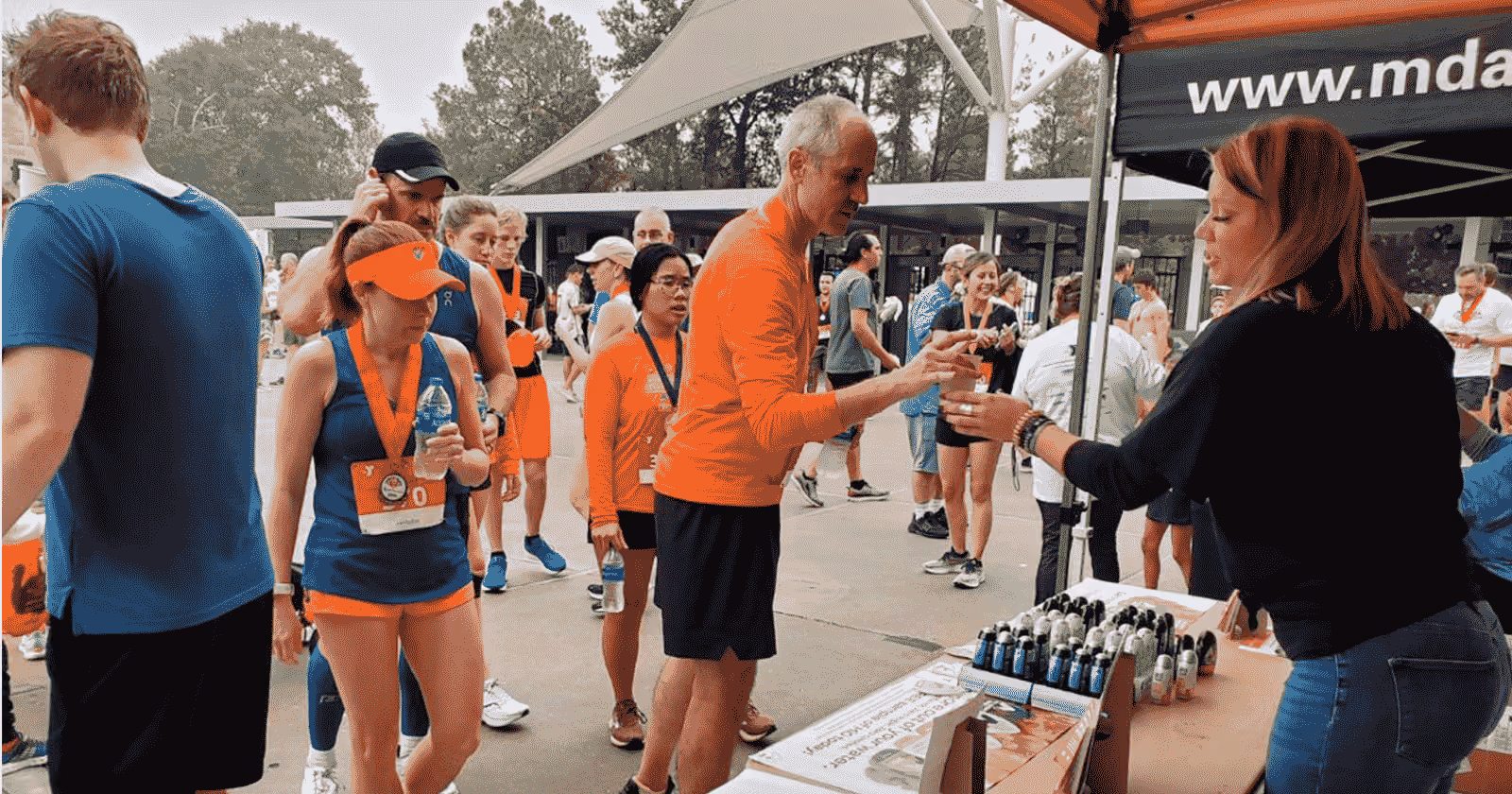 woman giving out samples