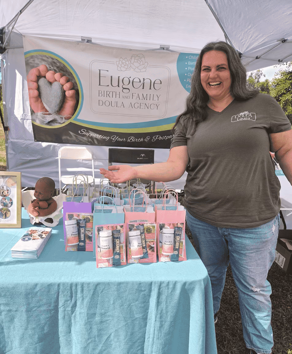 woman showing eugene kit samples