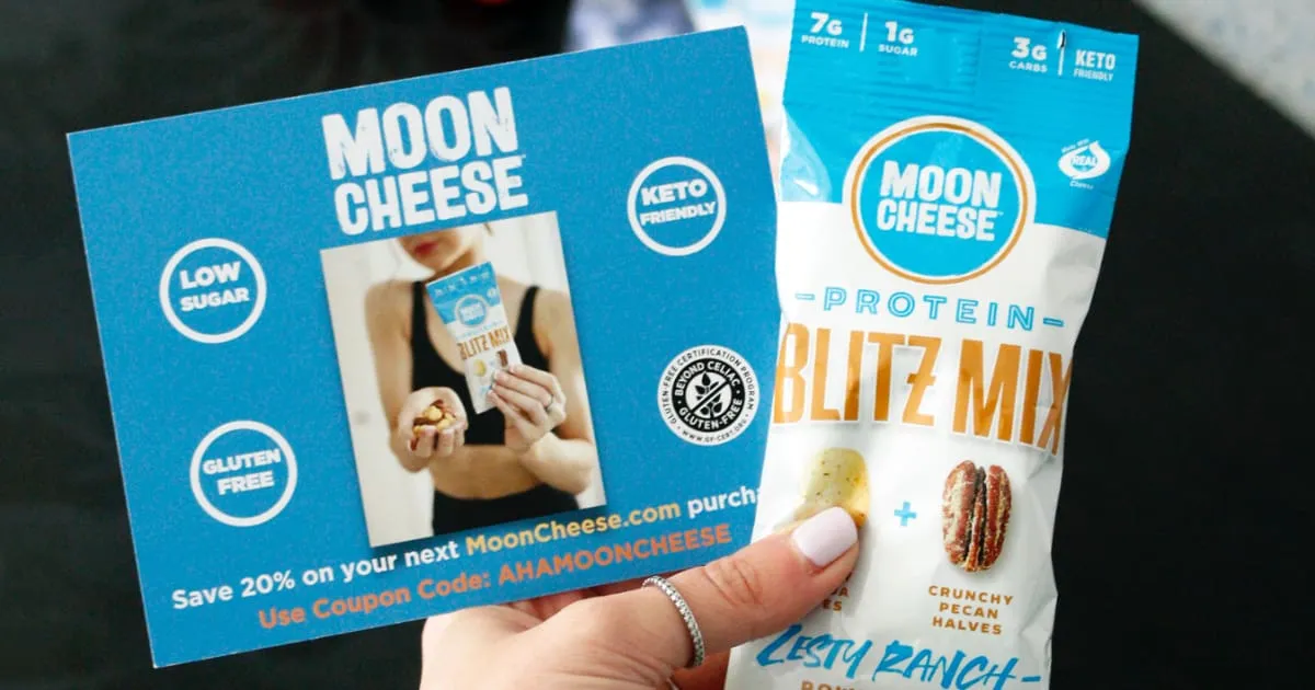 moon cheese product sample and flyer