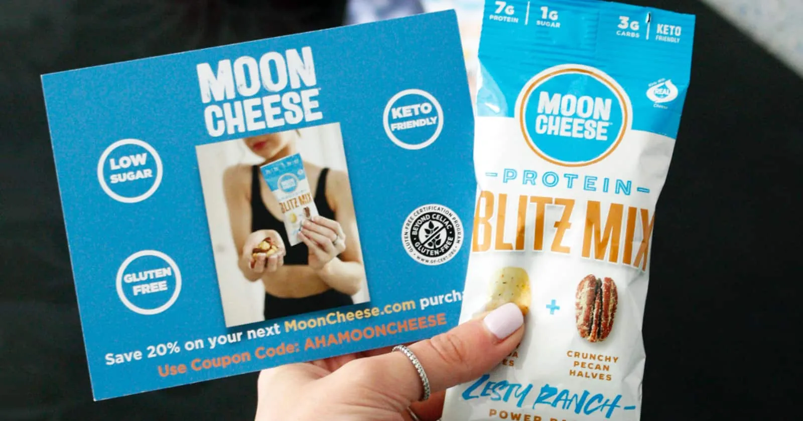 moon cheese product sample and flyer