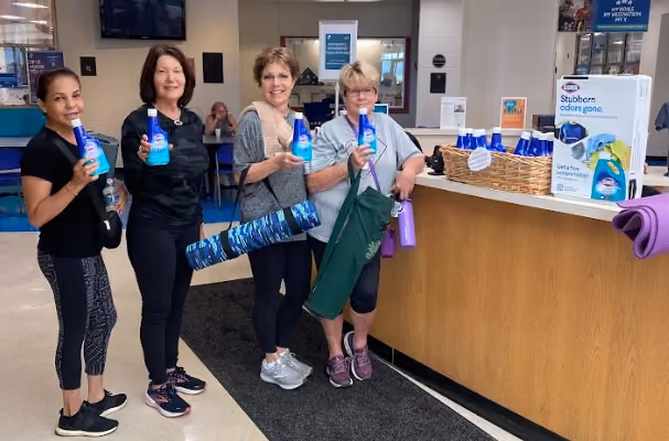 women lined up to clorox samples