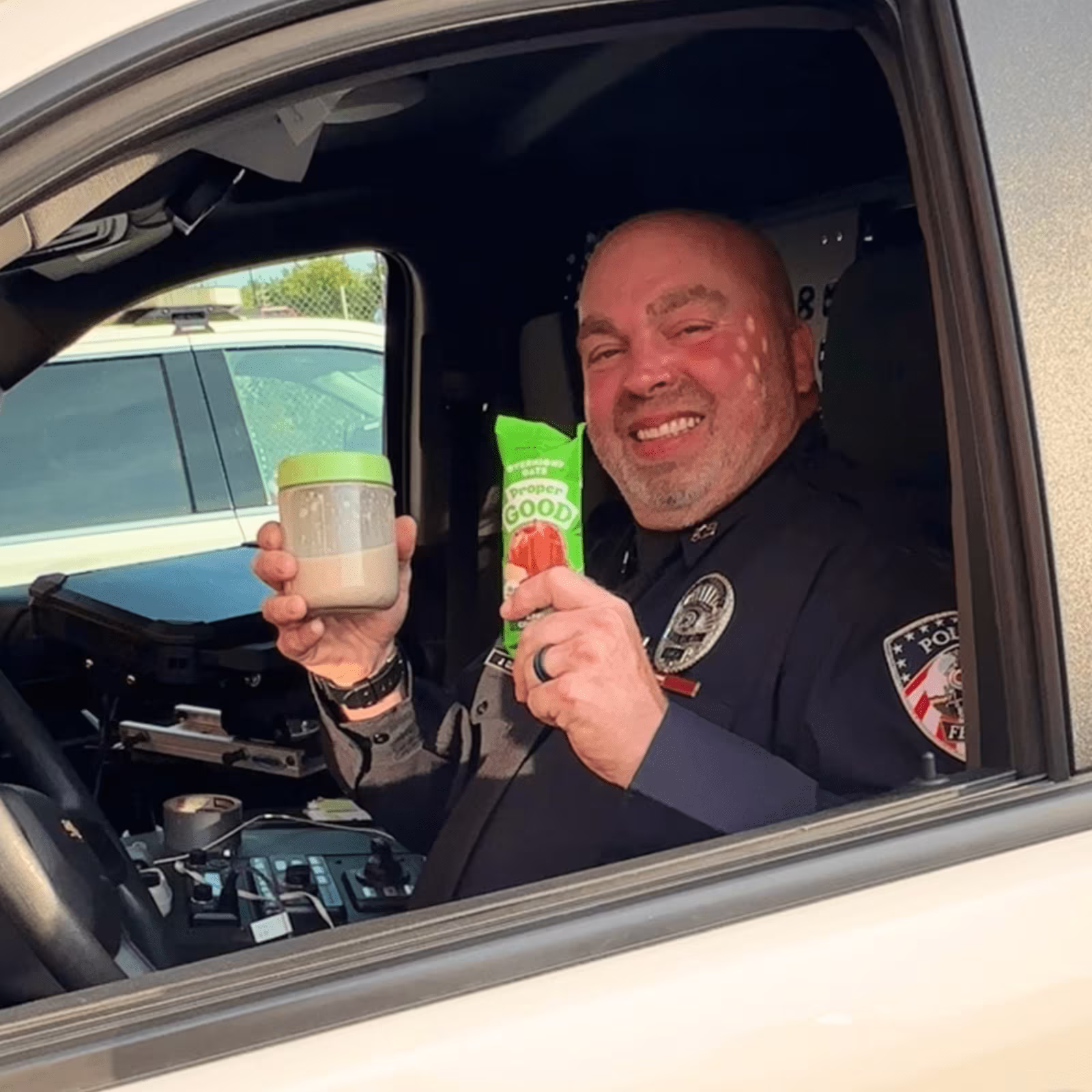policeman holding proper good sample