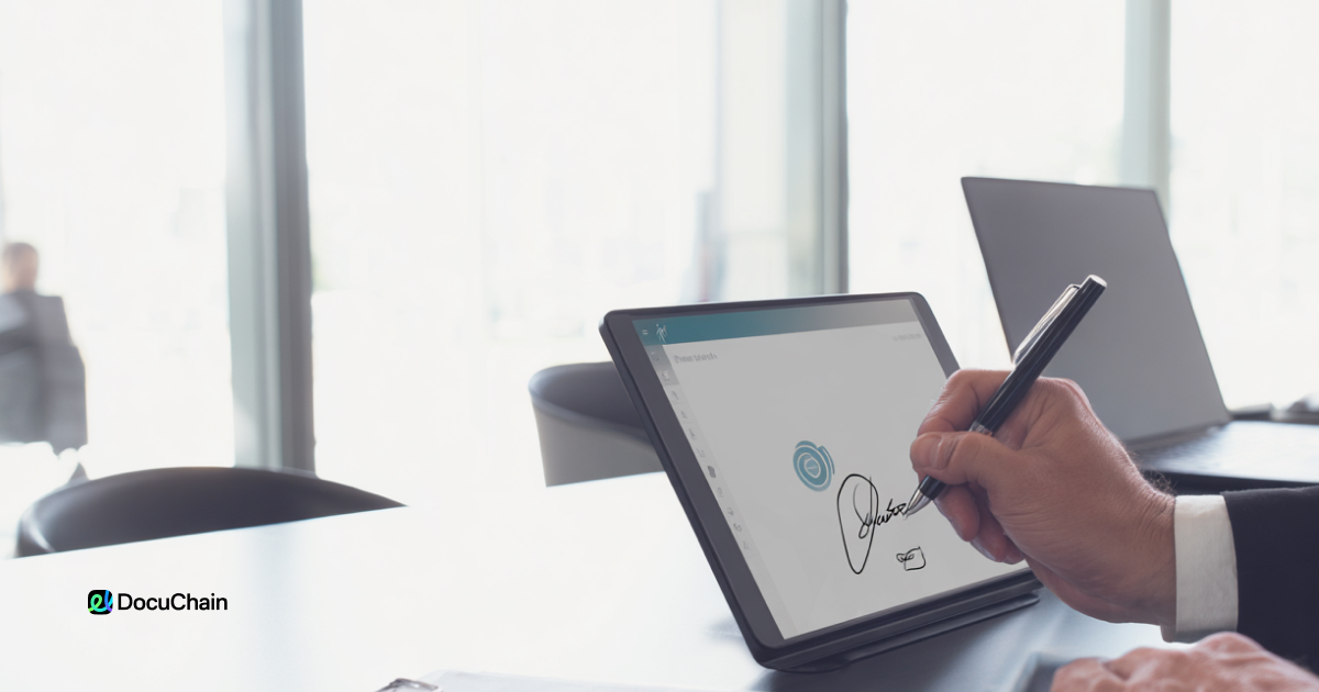 Secure document signing on tablet using electronic signature solution to ensure authenticity and prevent fraud in eSign process