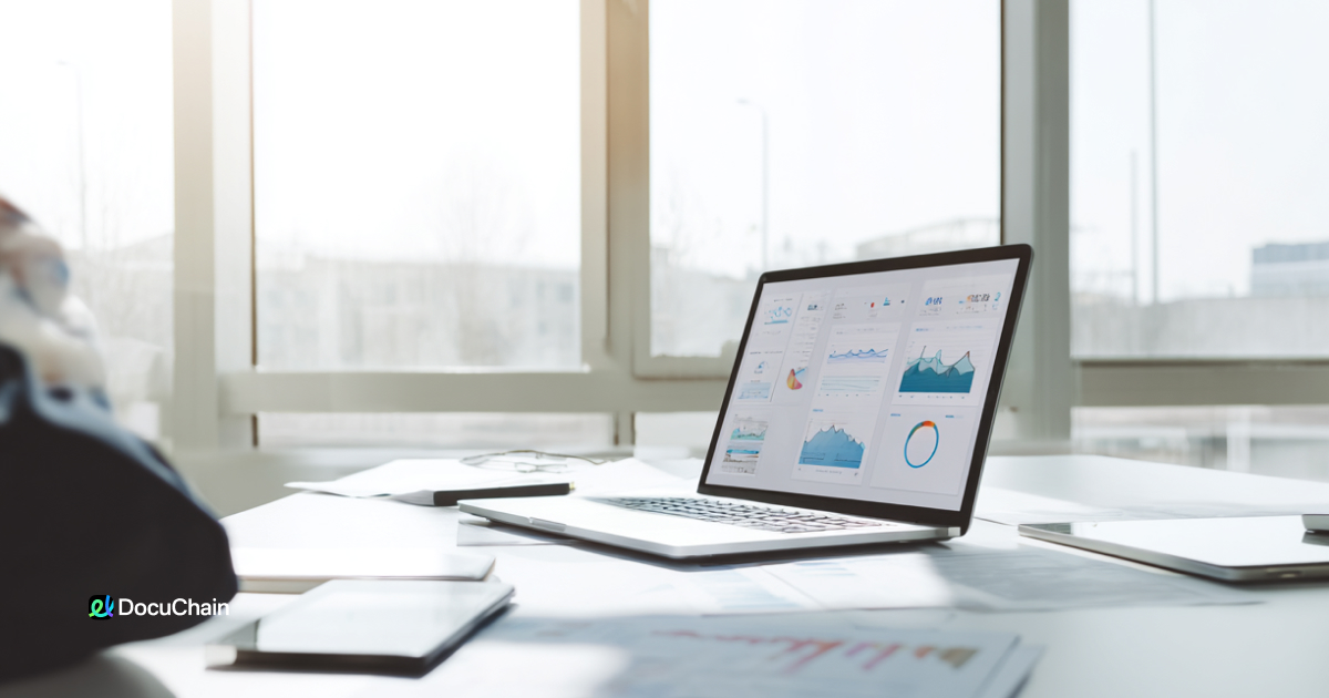 business analyst evaluating procurement risks on laptop screen, reviewing risk assessment charts and supply chain performance metrics, preparing risk mitigation strategies