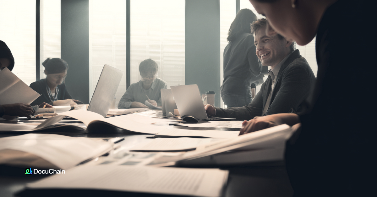 Office team delays contract signing process due to scanning paperwork, highlighting inefficiencies without eSign tools