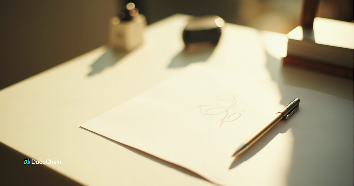 Simple e-signature setup with a pen and paper on a clean desk