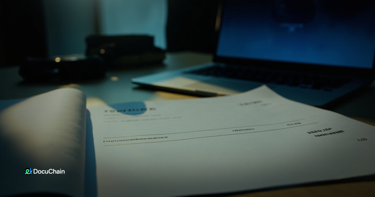 Invoice document on desk before digital signing