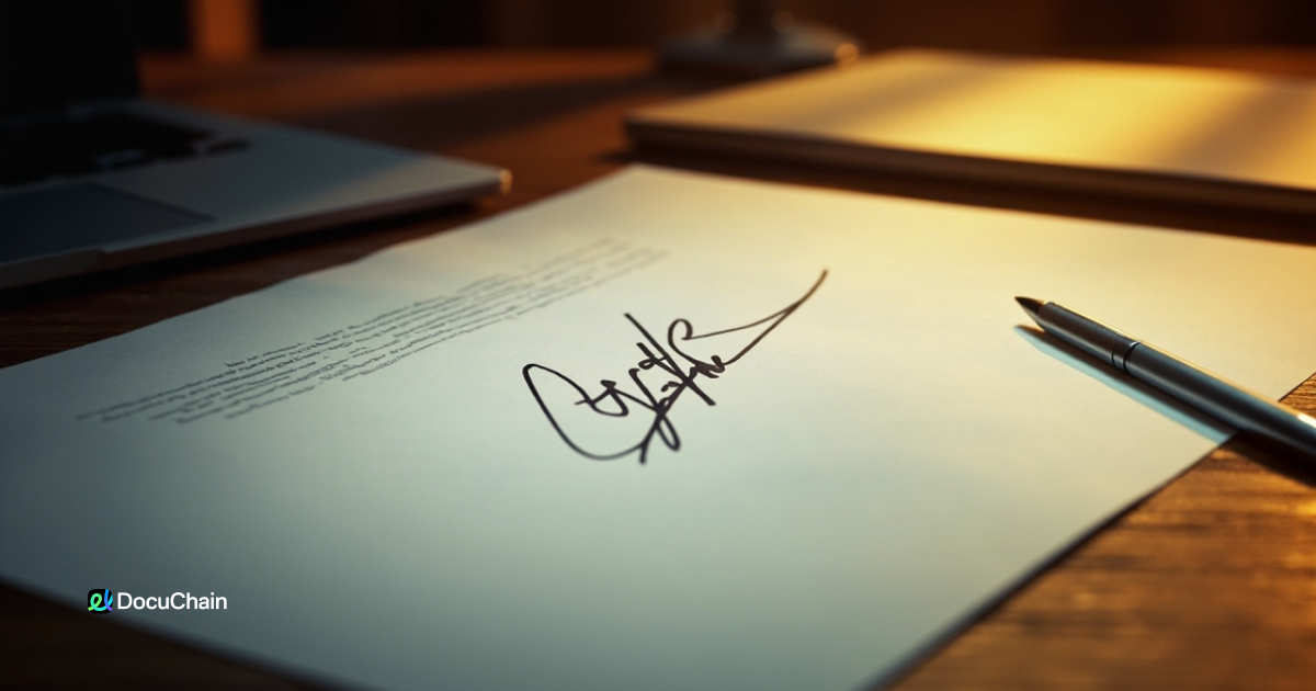 Close-up of signed recommendation letter with pen on wooden desk
