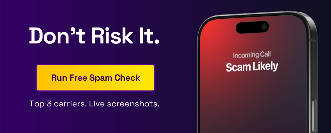 Call to action to run a free spam check on your top 3 carriers