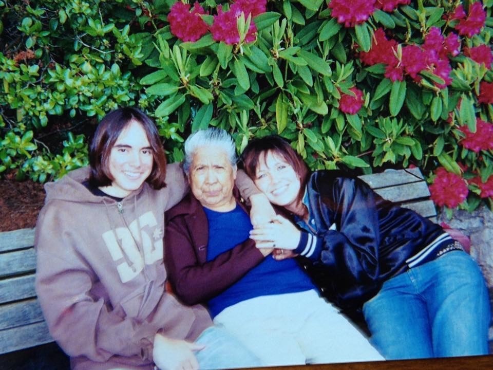 Group of family sitting on bench