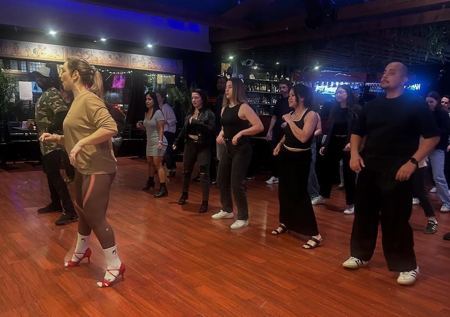 Group salsa dancing together