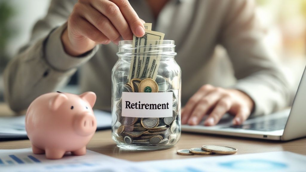 A graph showing retirement savings growth over time with maximized contributions.