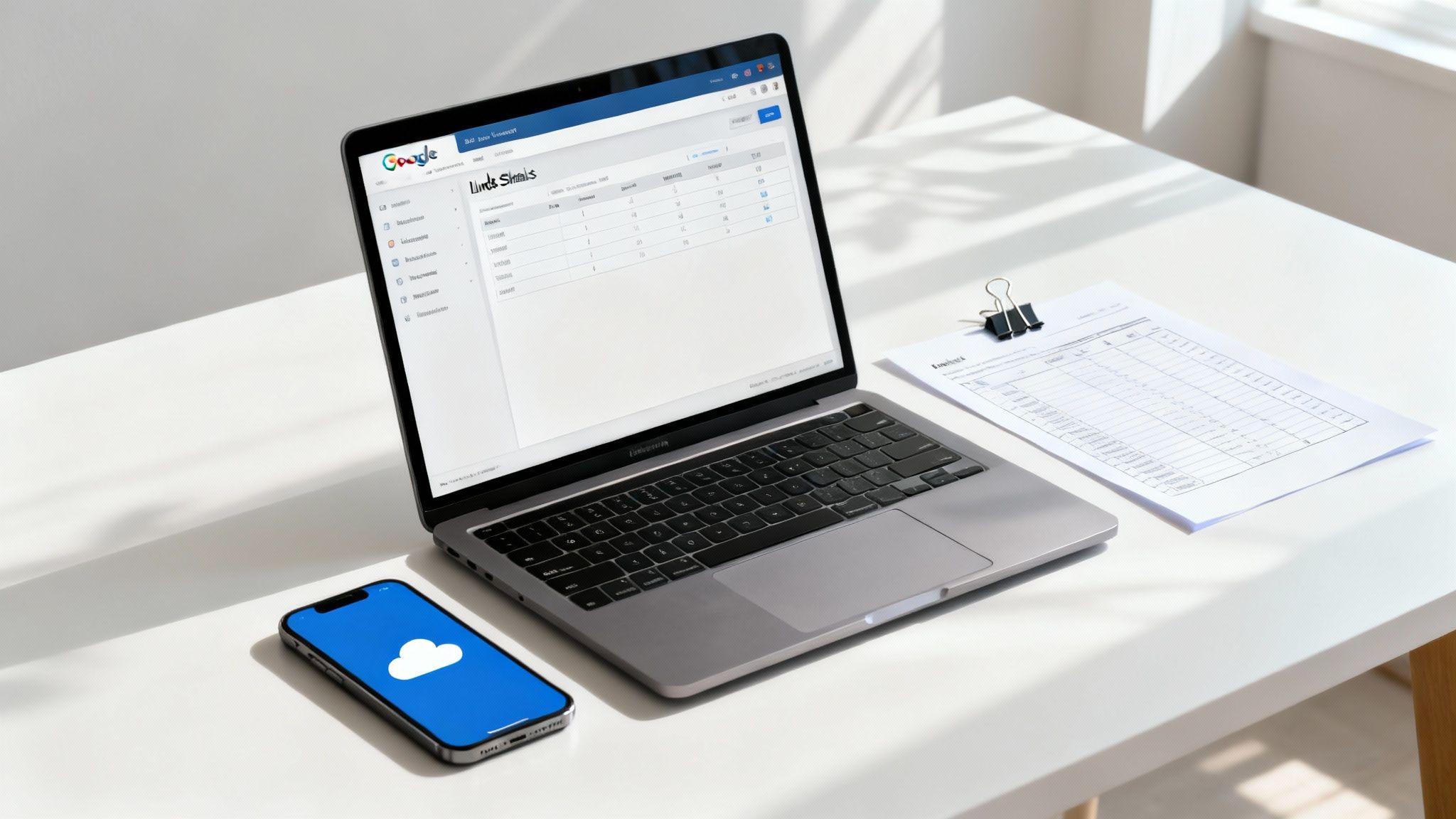 A person using a laptop and a tablet to manage their financial planning worksheets, with charts and graphs visible on both screens.