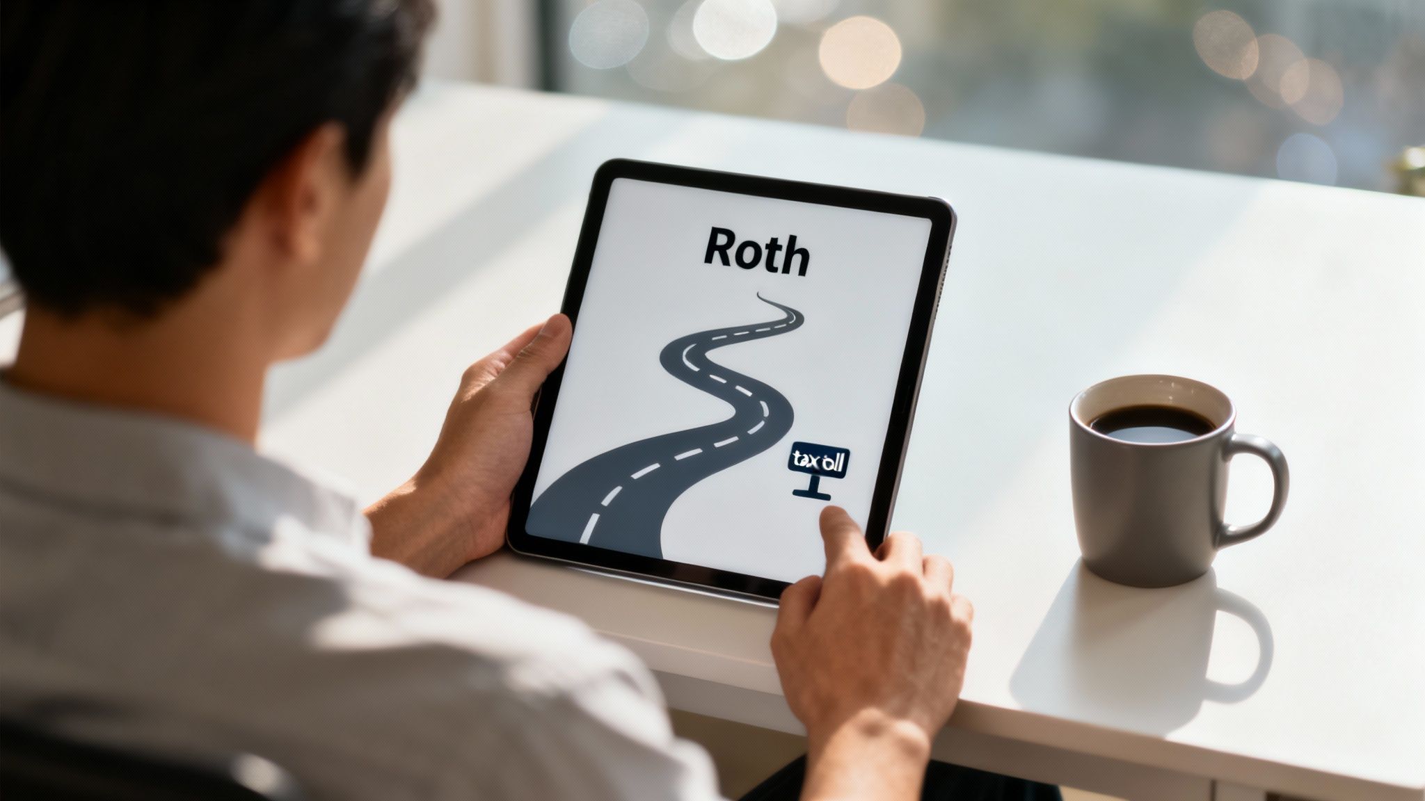 Financial charts and graphs on a tablet screen, symbolizing retirement planning.