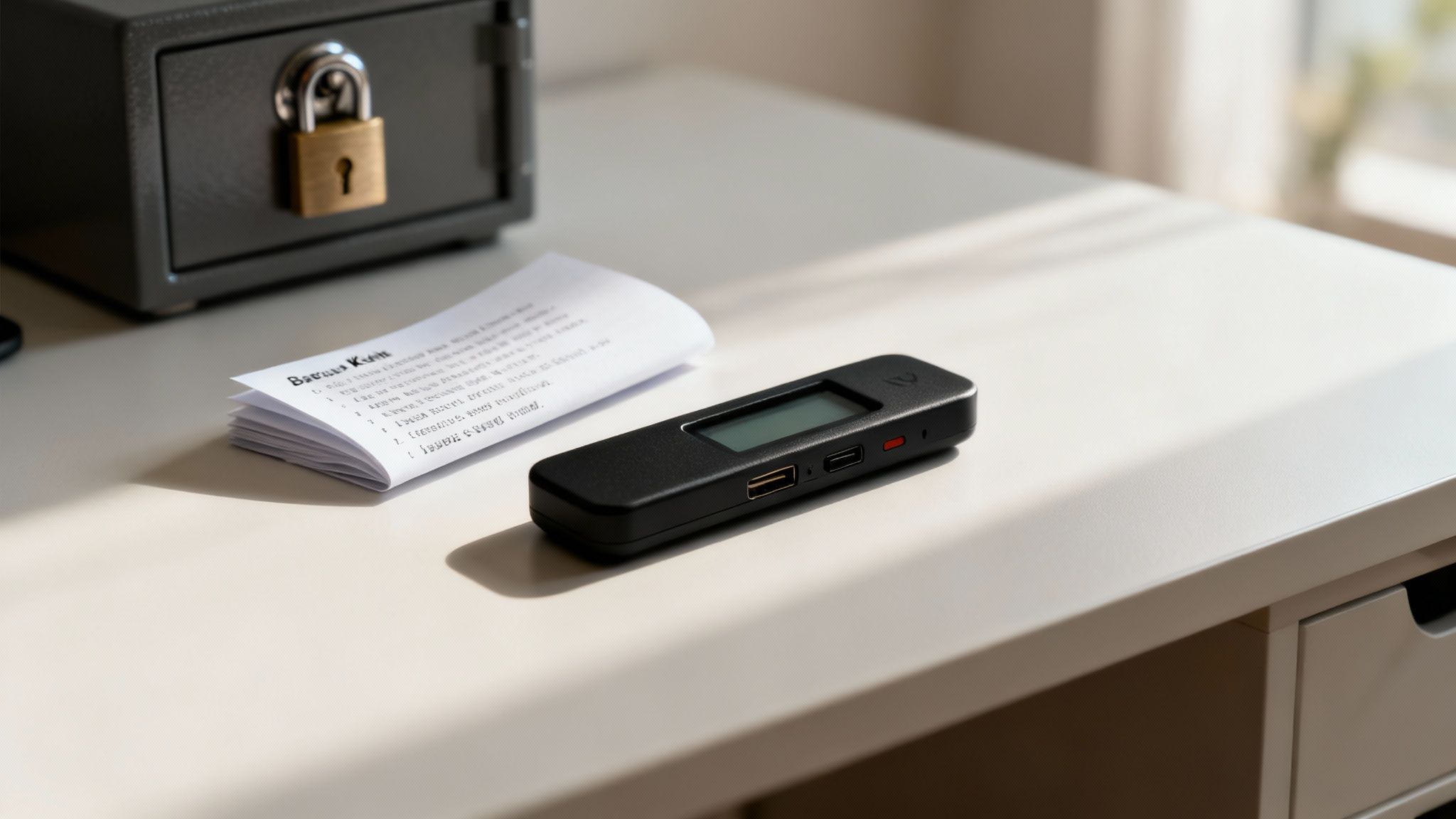 A secure vault door with digital circuitry, symbolizing cryptocurrency security and custody.