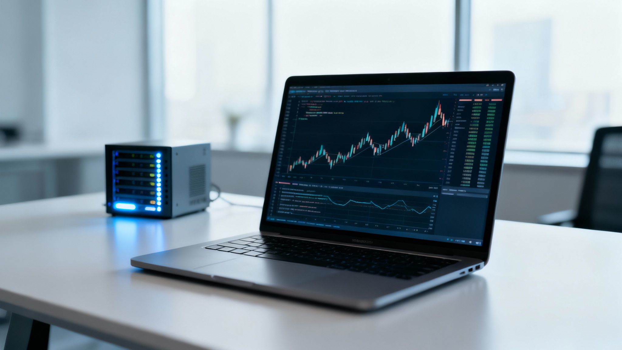 Man analyzing complex data charts on a computer screen