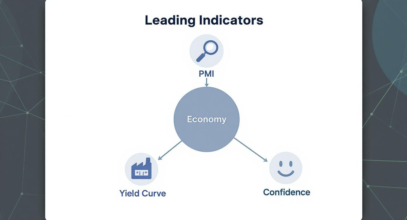 Infographic about leading economic indicators for stock market