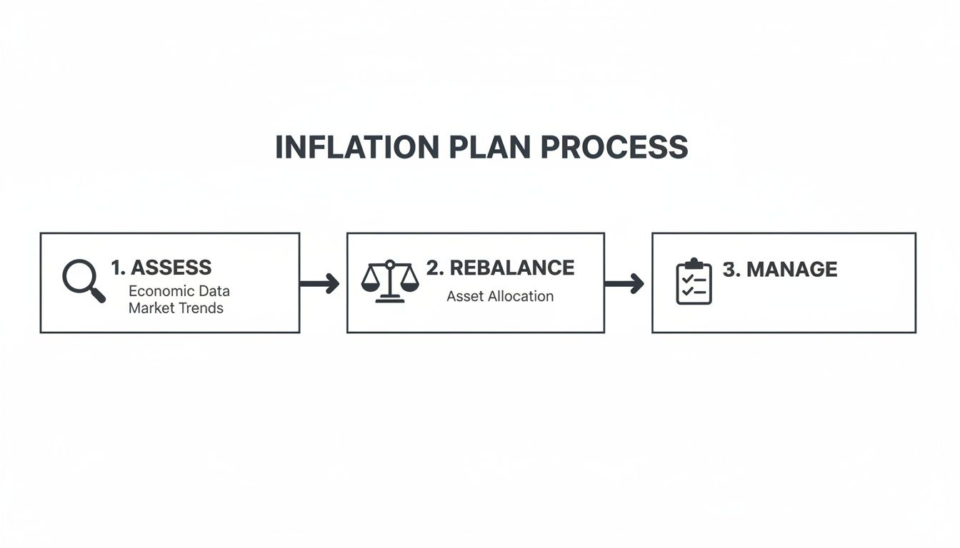 Diagram illustrating the three-step Inflation Plan Process: Assess, Rebalance, Manage.