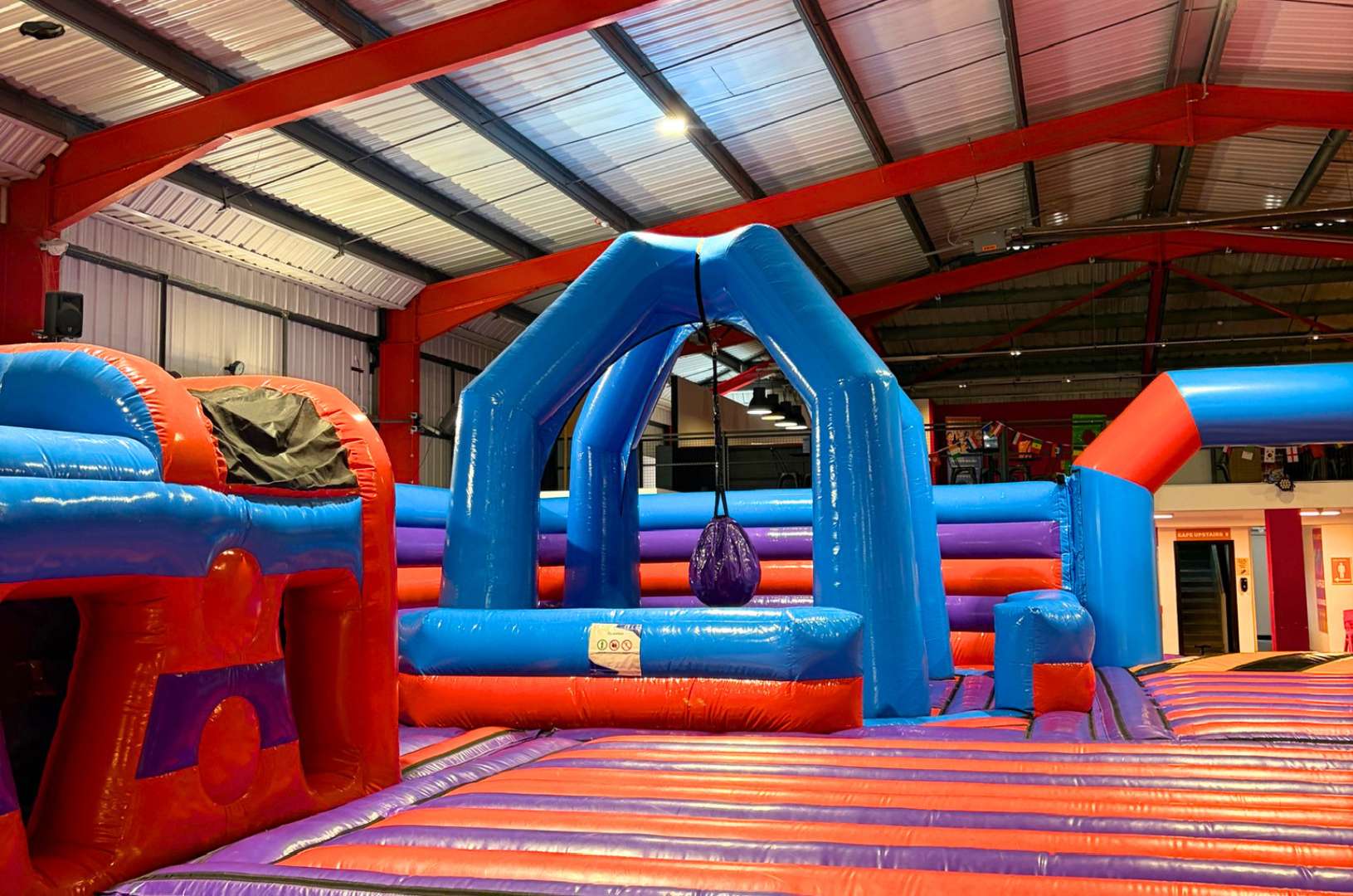 Inflatable archway with large wrecking ball