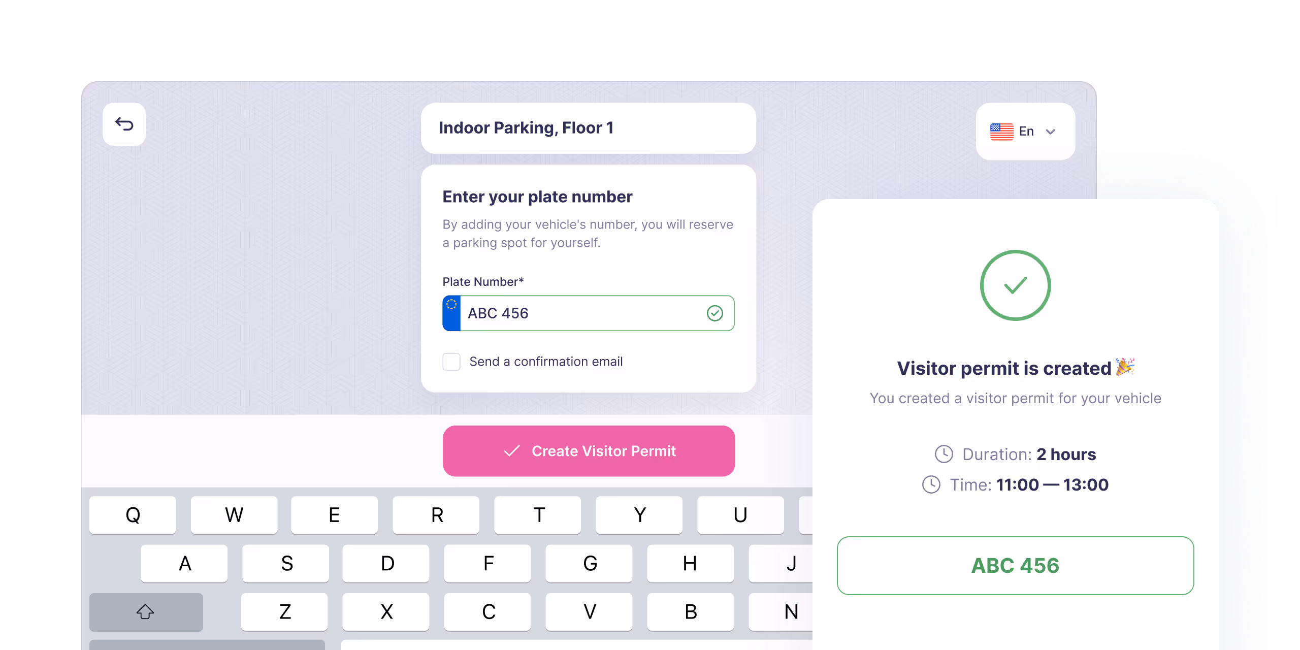 Visitor Kiosk: parkit app screenshots